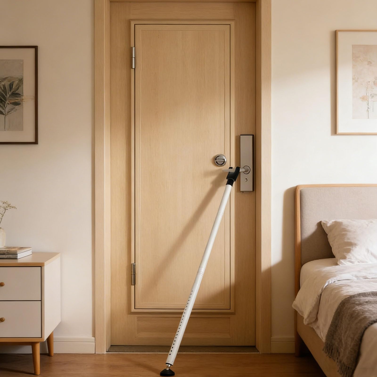 Barre de sécurité réglable en acier carbone renforcé pour porte coulissante et porte d'entrée avec dispositif de sécurité