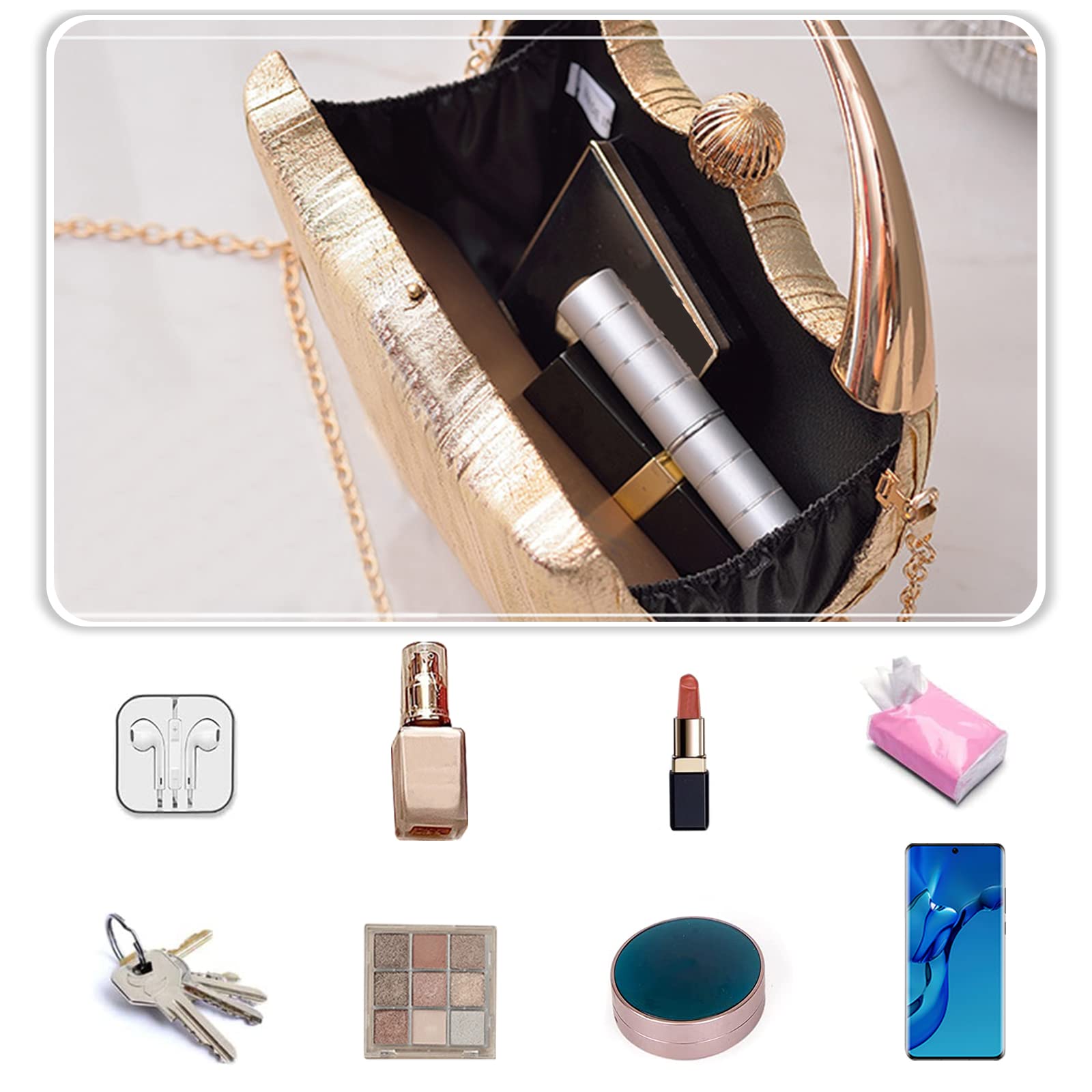 Bolsa de Noche para Mujer Bolso de Fiesta Brillante Bolso de Mano Bolsa de Cadena Bling Bolso de Hombro Elegante Bolso Bandolera para Fiesta de Graduación Banquete Boda Negro