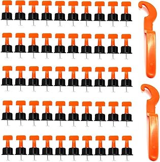 TIHOOK 102 Pcs Tile Leveling System Kit, for 0-15MM, Reusable Tile Spacers,100 x Tile Leveler Spacers, 2 x Wrenches, Balancing System Flooring,Tile Installation Tool Kit for Building Walls Floors