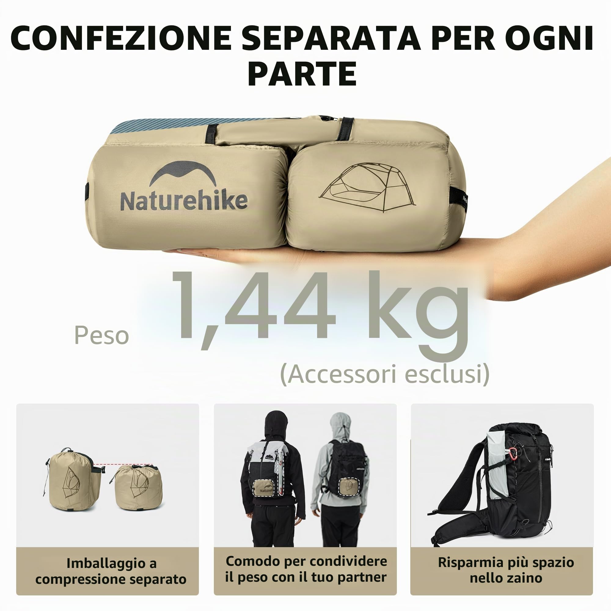 Naturehike Star River UL Tenda da Zaino Compatta 2 Persone Tenda da Campeggio Ultraleggera Doppio Strato Impermeabile Antipioggia per Escursioni all'Aperto Festival