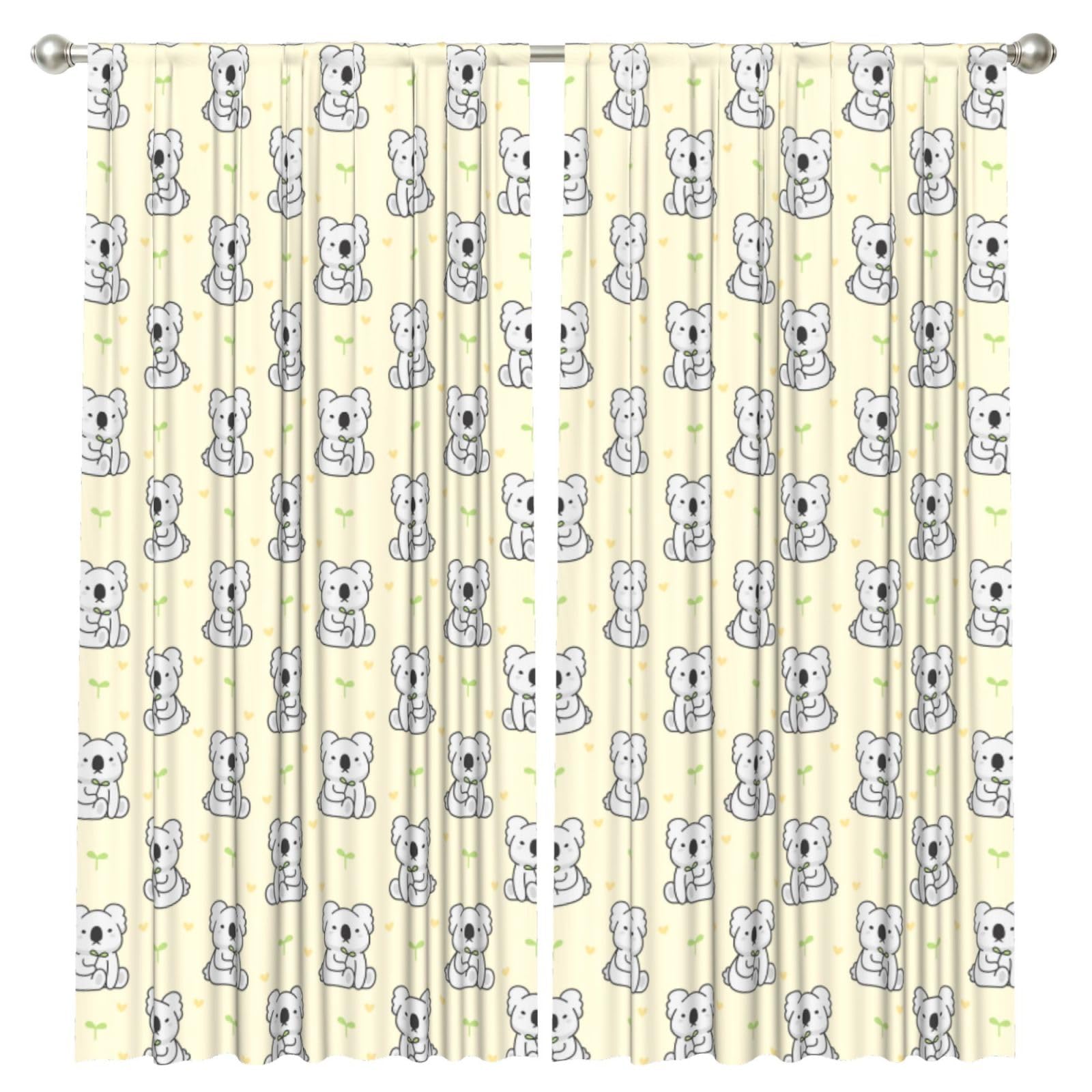 InOmak Cute Koala, 2 Panels Window Curtains 52 x 84 Inch Blackout Curtains for Living Room Bedroom