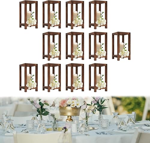 Miniatura 1 de Portavelas de madera, 12 piezas de centro de mesa de madera para boda, decoración rústica de mesa de boda, decoración de granja, regalo de boda de