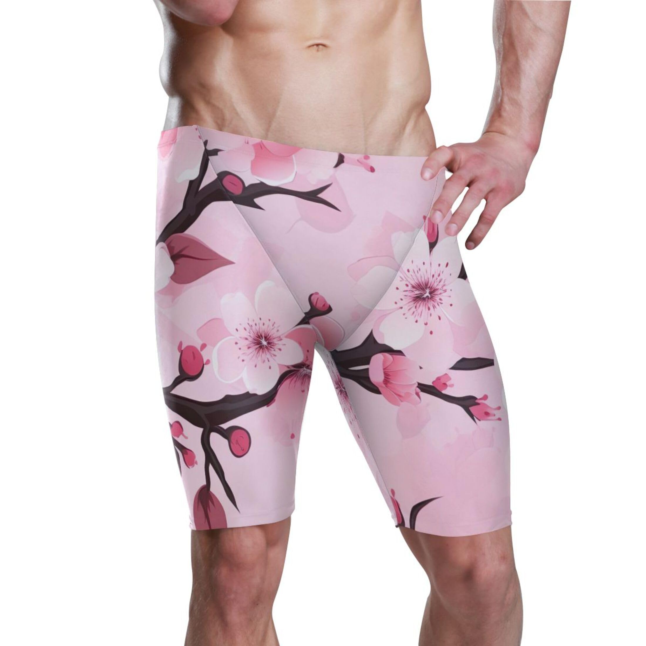 Pink Cherry Blossoms Men's Swimsuit Swim Jammers L B0401906