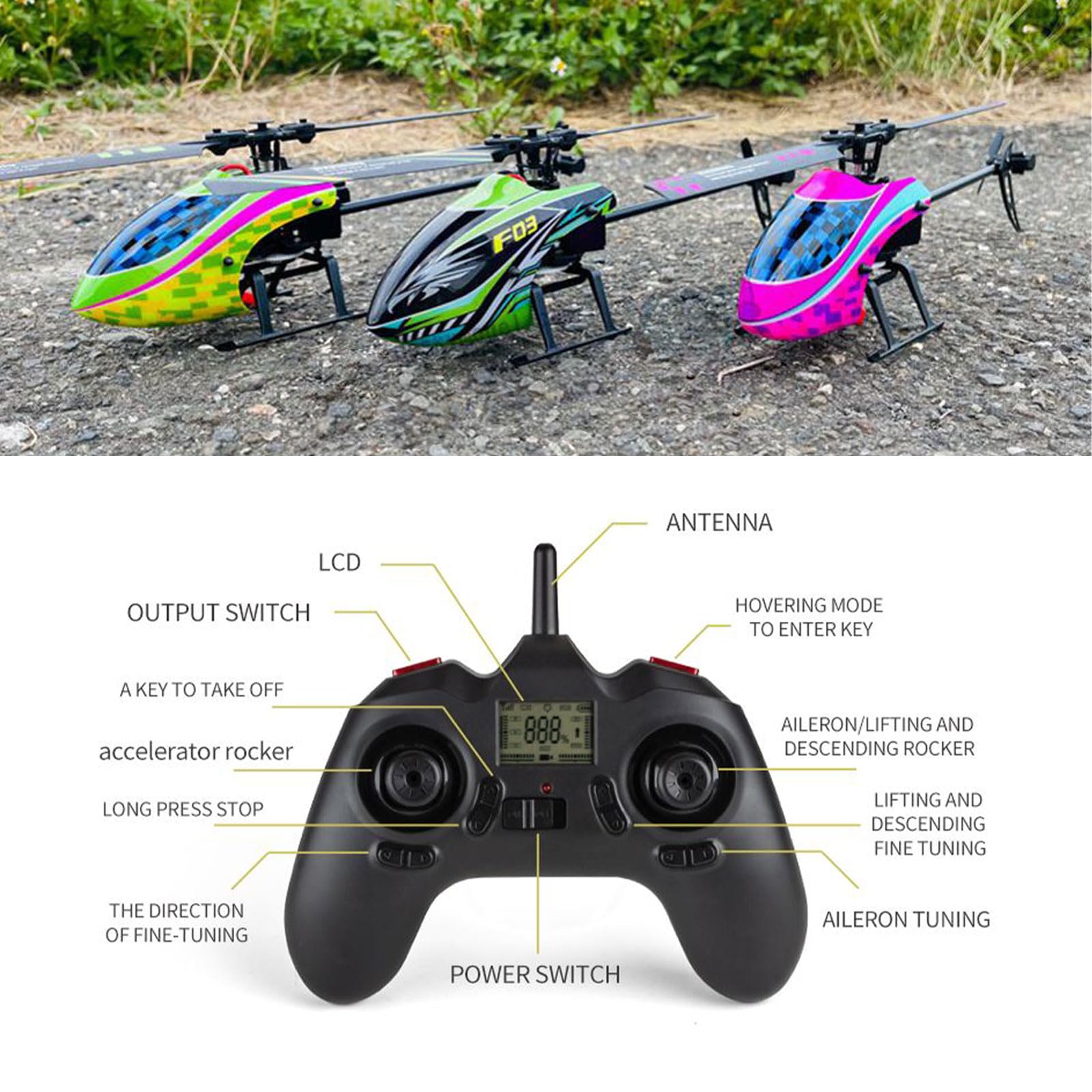 Amazon.com: FLYCOLOR F03 RC Helicopter 4Channel 2.4Ghz Remote