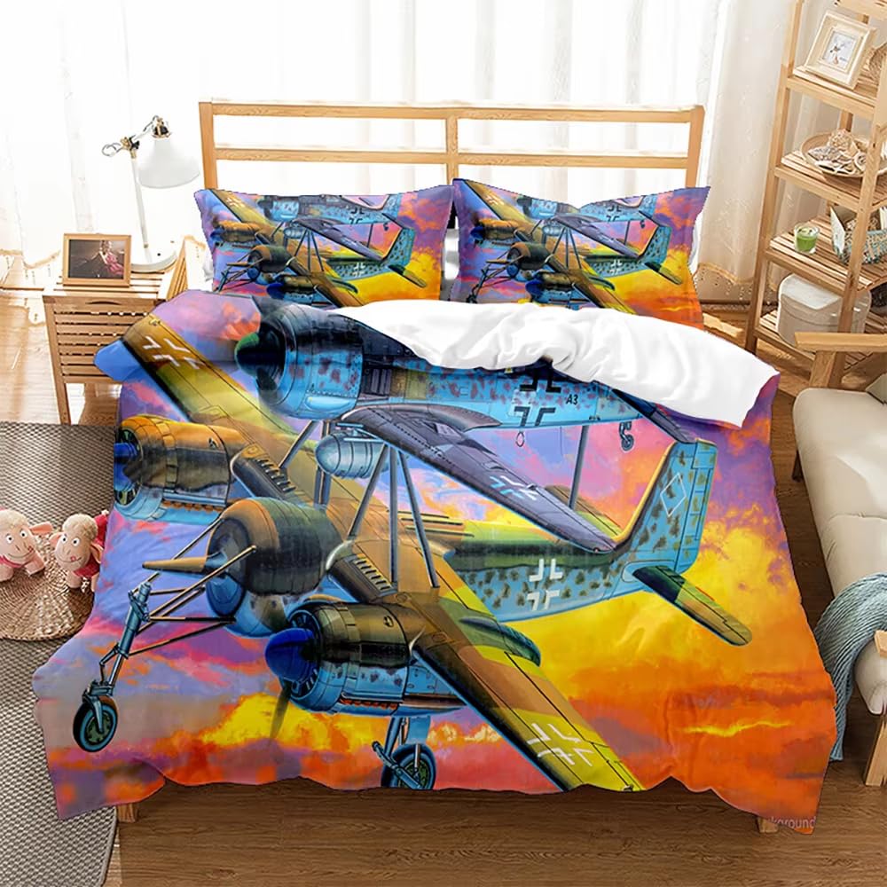 Housse de couette 160x200 cm avion pour une chambre d'ado dynamique