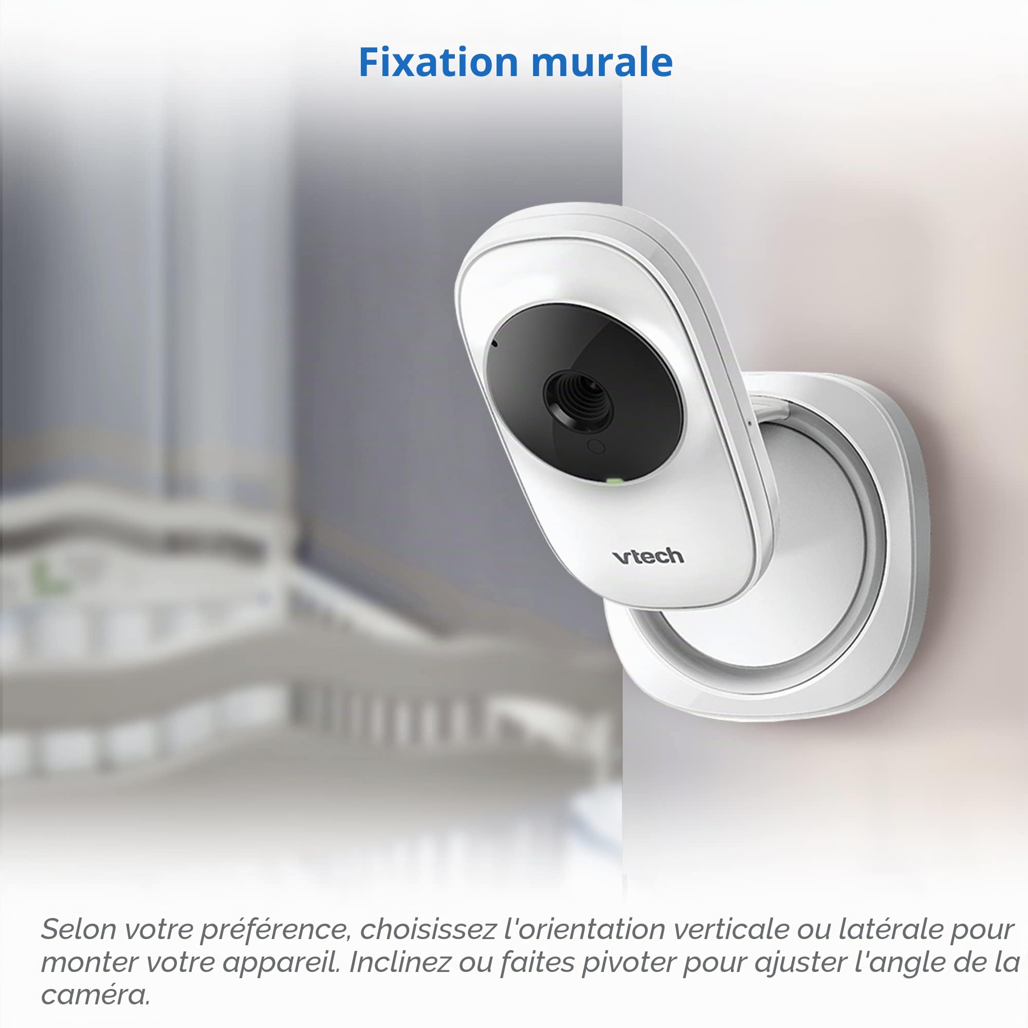 VTech Moniteur de bébé LM808-2W avec 2 caméras, portée de 300 m, Vision Nocturne Automatique, Moniteur vidéo pour bébé avec écran de 5", Conversation Audio bidirectionnelle, capteur de température