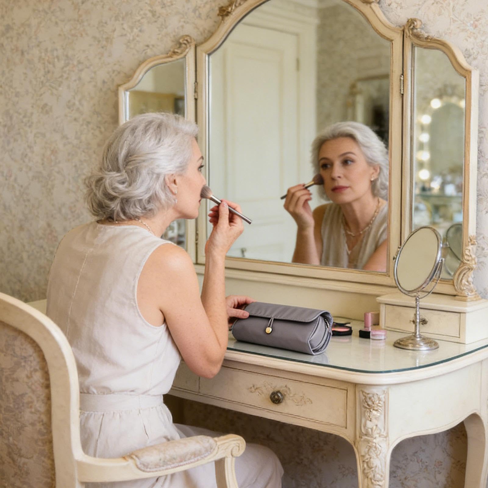 Borsa pieghevole per pennelli da trucco, organizer per cosmetici impermeabile per viaggi, contiene pennelli, articoli da toeletta e strumenti di bellezza, ideale per l'uso quotidiano, ufficio, scuola