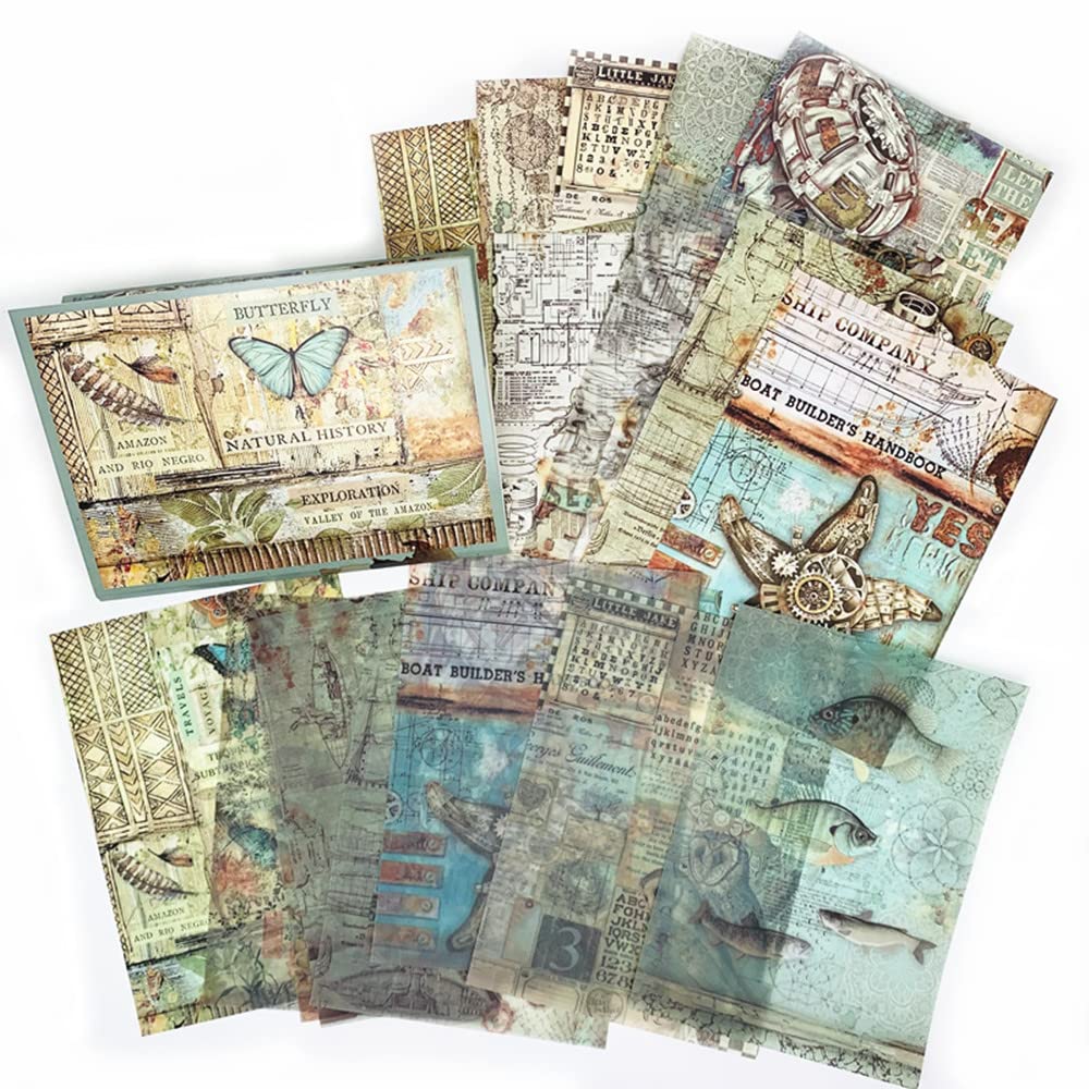 Amazon | 160枚 ヴィンテージジャーナリング スクラップブック資料用紙