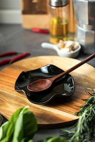 Miniatura 48 de Soporte para cuchara para estufa, soporte de cuchara a cuadros de 5.3 pulgadas, soporte para utensilios, soportes de cuchara de cerámica para barra