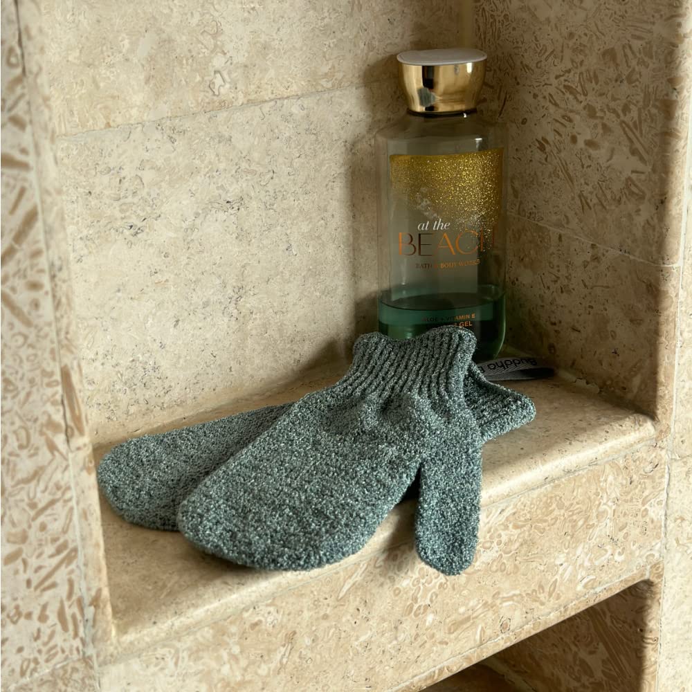 Guantes exfoliantes para ducha exfoliantes, lavables, cara y cuerpo, para hombres y mujeres (1 verde mar)