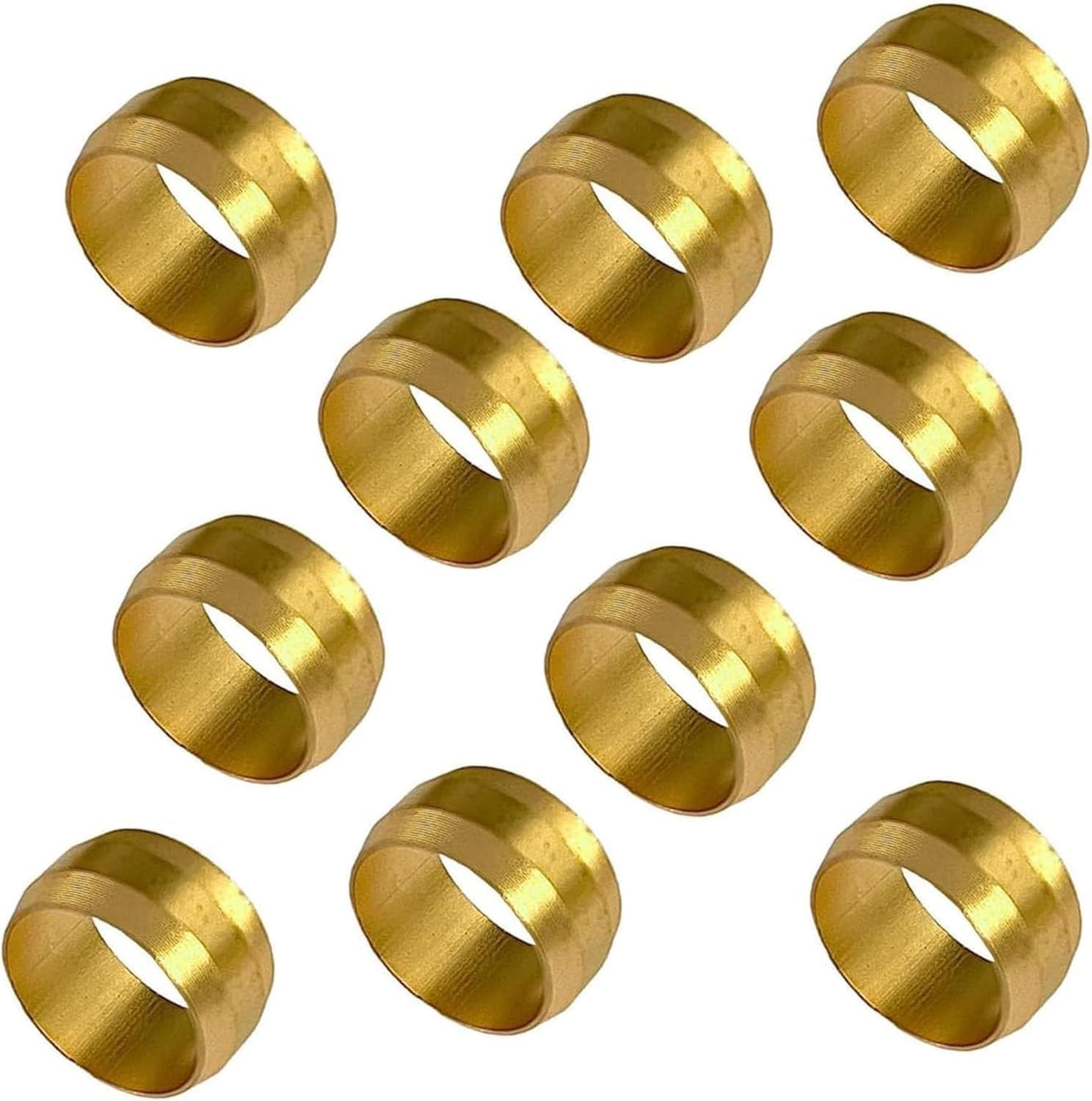 10 PCS Brass Copper Compression Olives Copper, 15mm Tube OD Compression Sleeves Ferrules for Water/Gas Lines