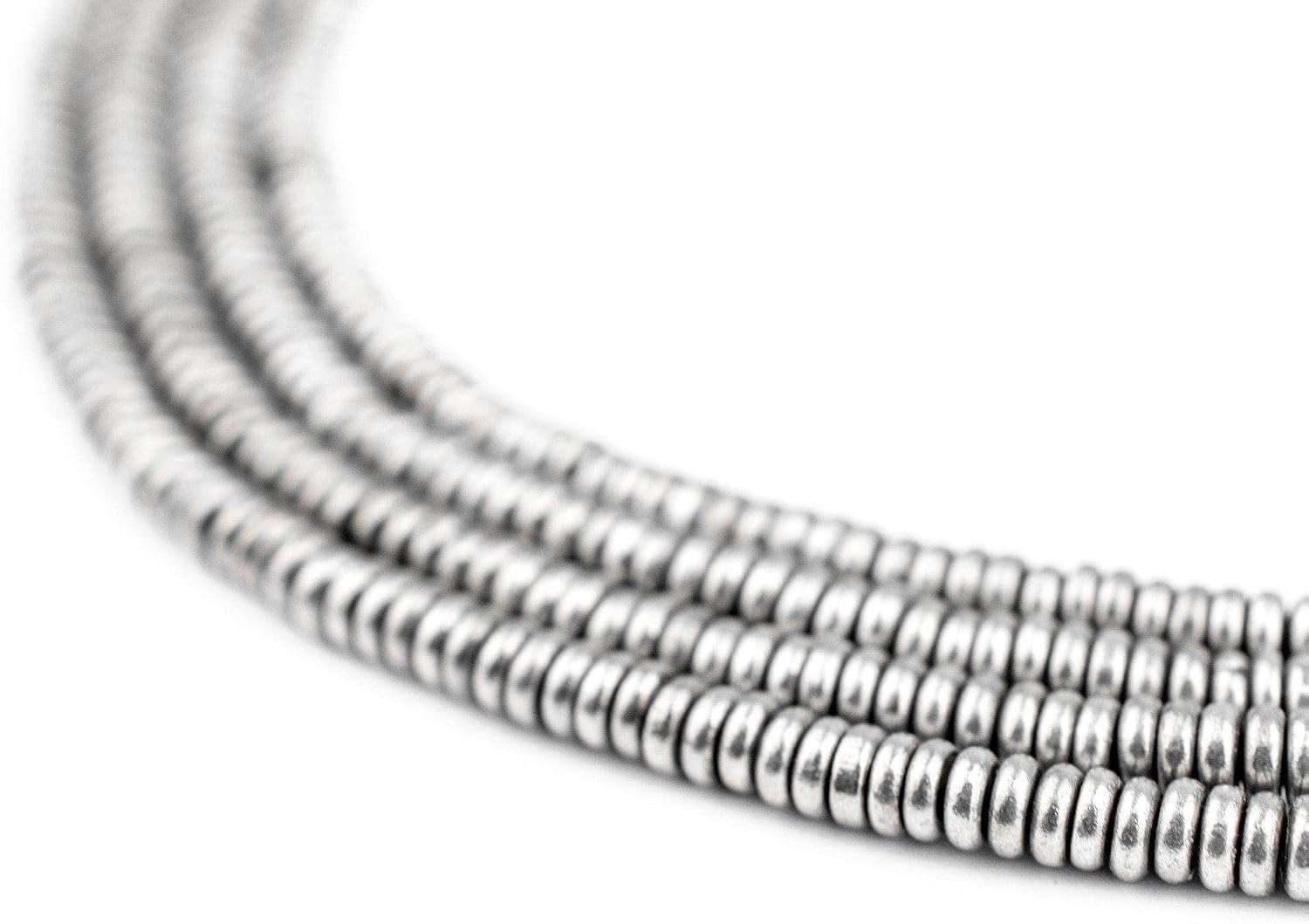 The Bead Chest Silver Heishi Beads 3mm, Full Strand of Quality Metal Spacers for DIY Jewelry Design