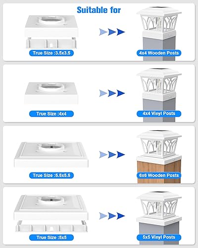 Miniatura 3 de VOLISUN Paquete de 4 luces solares para postes para exteriores, con bombillas LED Edison, 2 ajustes de brillo, luces para poste de valla alimentadas