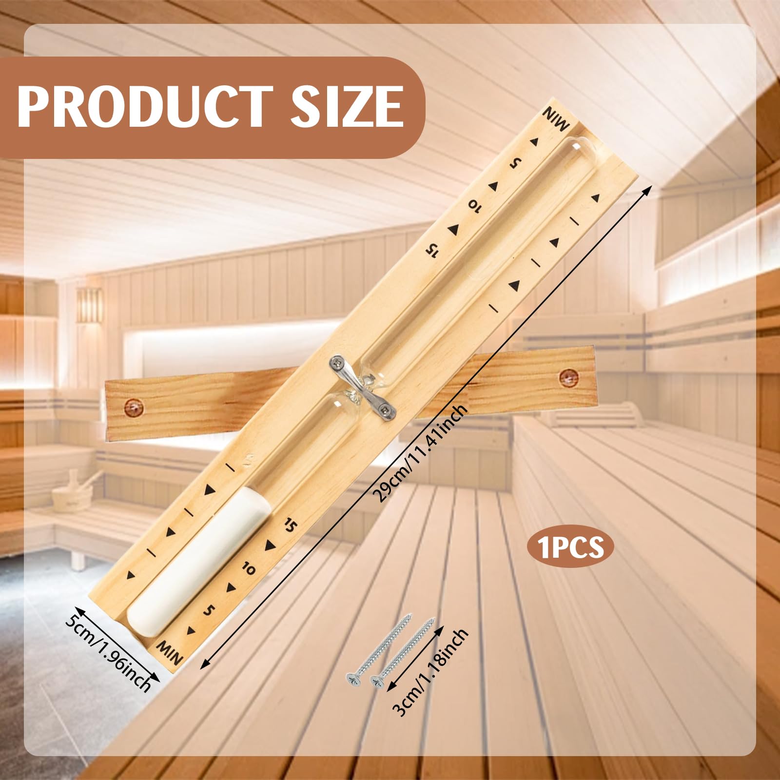 2 PCS Sauna Thermometer Digital, Drehung Der Sauna Sanduhr 15 Minuten+saunathermometer Holz 20-100°C, Können Zusammen Verwendet Werden, Wandmontage Mit 2 Edelstahl Schrauben