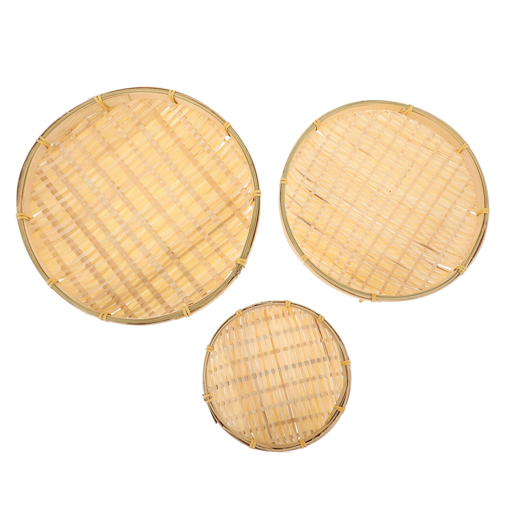 3pcs Dustpan Woven Food Storage Basket Woven Tray Wall Art Dresser Decor Wooden Weaving Container Wall Hanging Decor Picnic Basket Round Wicker Baskets Rattan Bamboo Make up Zaru