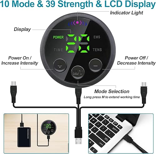 Miniatura 4 de Estimulador muscular electrónico, estimulador abdominal, equipo de entrenamiento portátil recargable por USB con 12 almohadillas de gel gratis para