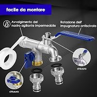 SPGOOD Dupla Kerti Csap 1/2" Sárgaréz Fagyálló Rozsdamentes Kék Tömlőcsatlakozó Tömítőszalaggal Kertöntözéshez 5