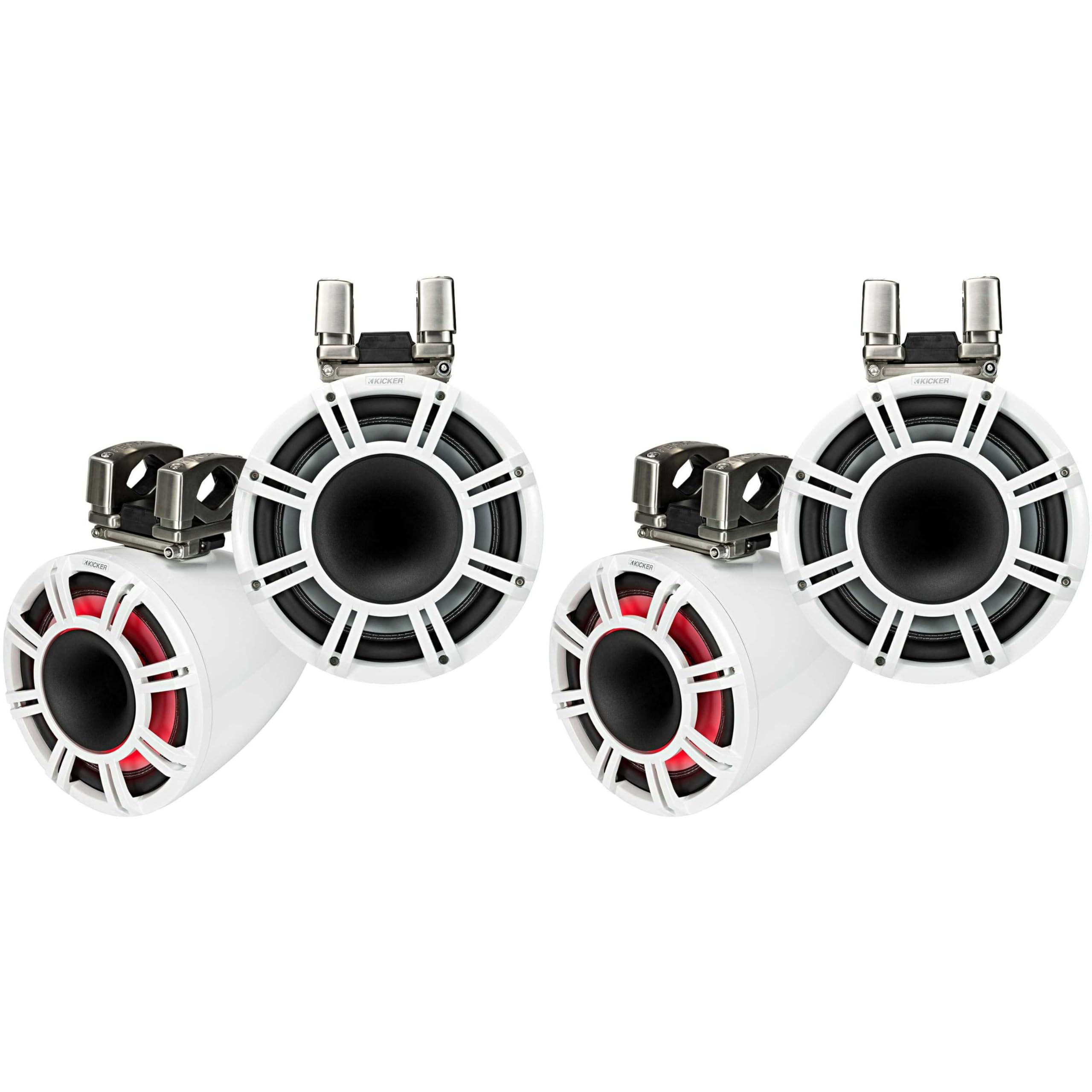 Kicker (2 Pair) KMTC114W KMTC11 11" Horn- Loaded Tower System Pair 4-Ohm White