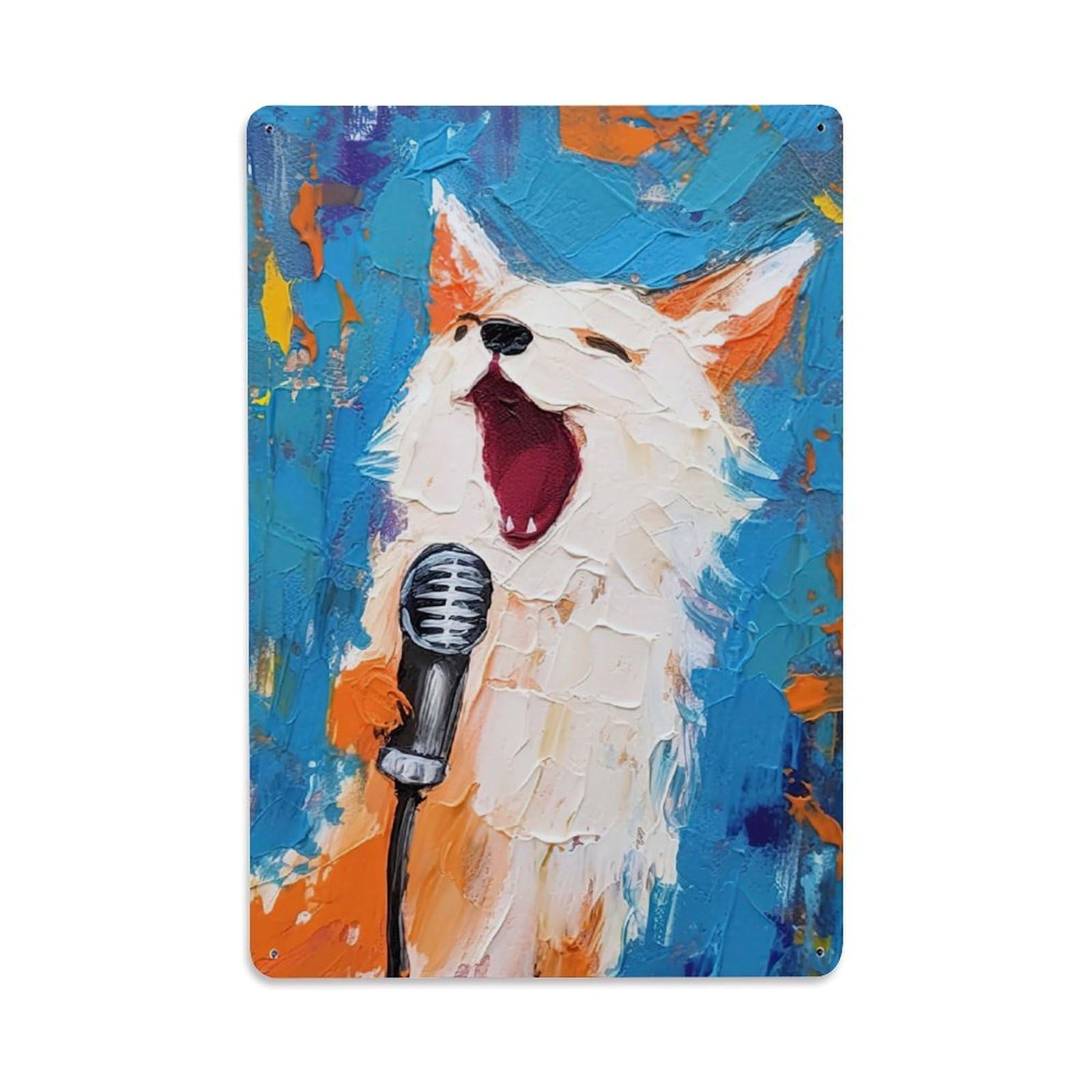 Record Cover Classic Culture Wildlife Vintage Foxes Singers Metal Tin Sign Plaque Wall Decor for Cafe, Man Cave, Club Bar, Office, Home Garden Round Metal Poster 8x12Inch