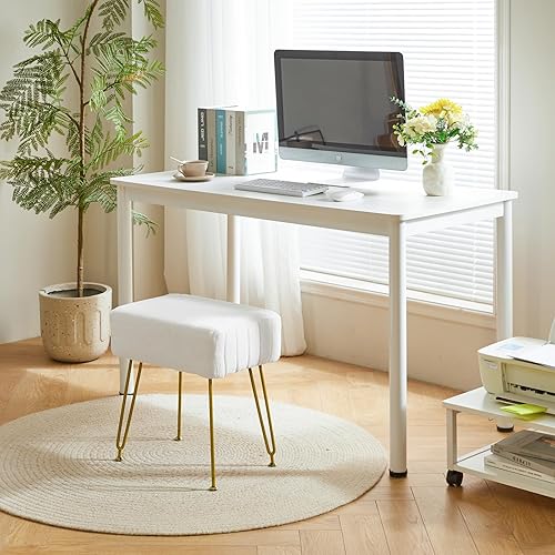 Miniatura 4 de IBUYKE Taburete otomano con reposapiés rectangular de terciopelo, taburete para tocador de maquillaje, asiento de mesa de tocador de terciopelo, puf