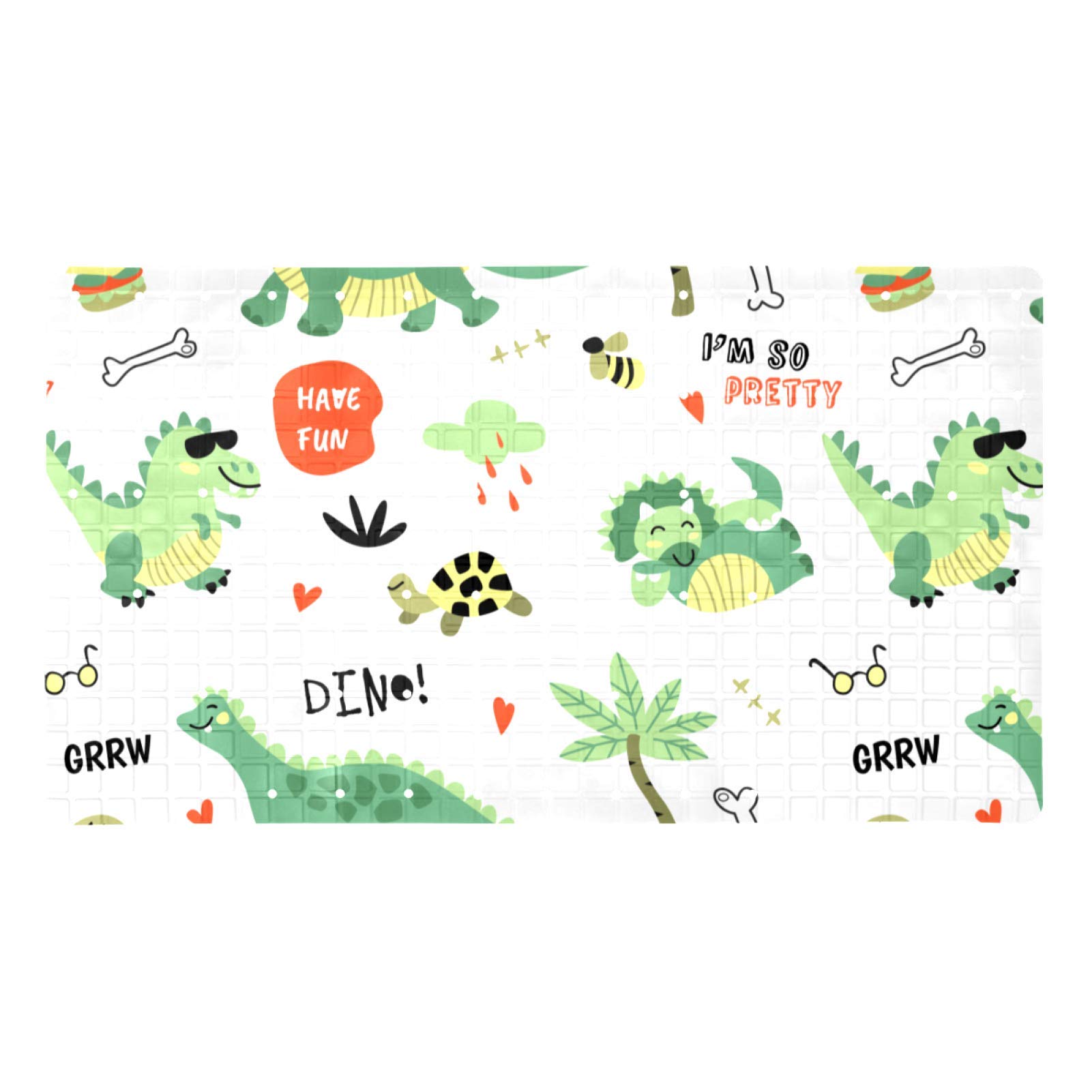 Tapis de bain antidérapant antibactérien dinosaure vert sans phtalate pour bébé