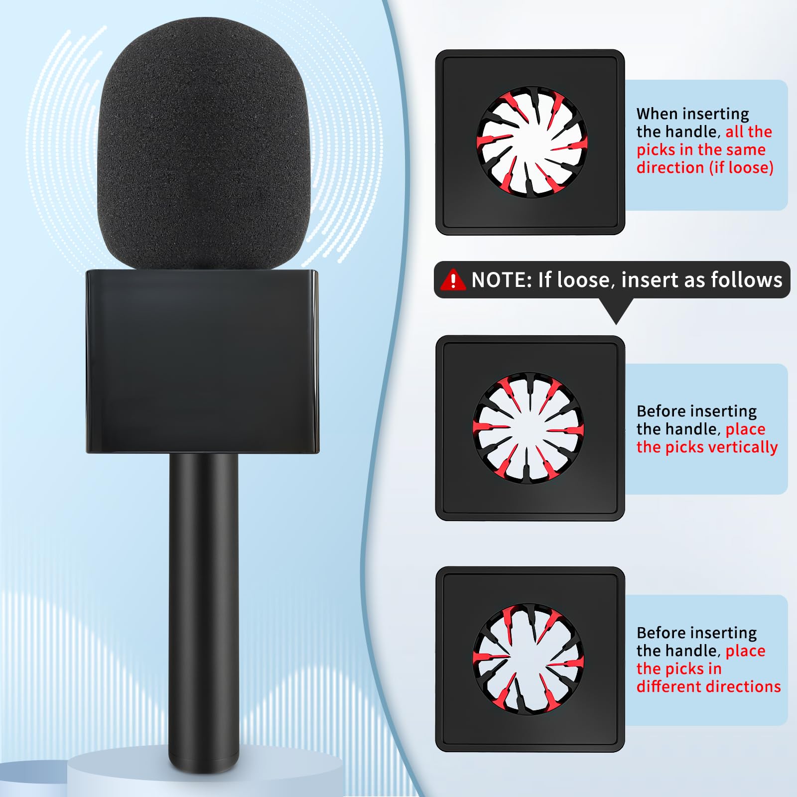 Mic Handle for DJI/DJI Mini, Microphone Holder for Rode Wireless GO/Hollyland Lark/Lavalier Mic, Universal Magnetic Mic Stand, Mic Holder with 3 Pop Filter for Vlogging, Interview, Podcast, Reports