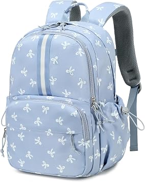 LOIDOU 15" Kids Backpack for Girls 5-8, Dual-Layer Bow Tie Cute Preschool Backpack for kids, Waterproof School Bookbag with Reflective Strip, Ideal Gifts for Birthday, Childrens Day, Christmas etc