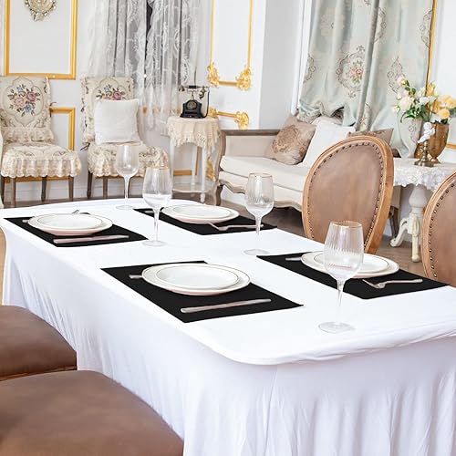 Miniatura 4 de Juego de 8 manteles individuales de tela tipo lino, lavables a máquina, resistentes al calor, sin arrugas, de poliéster grueso, para cocina, mesa de