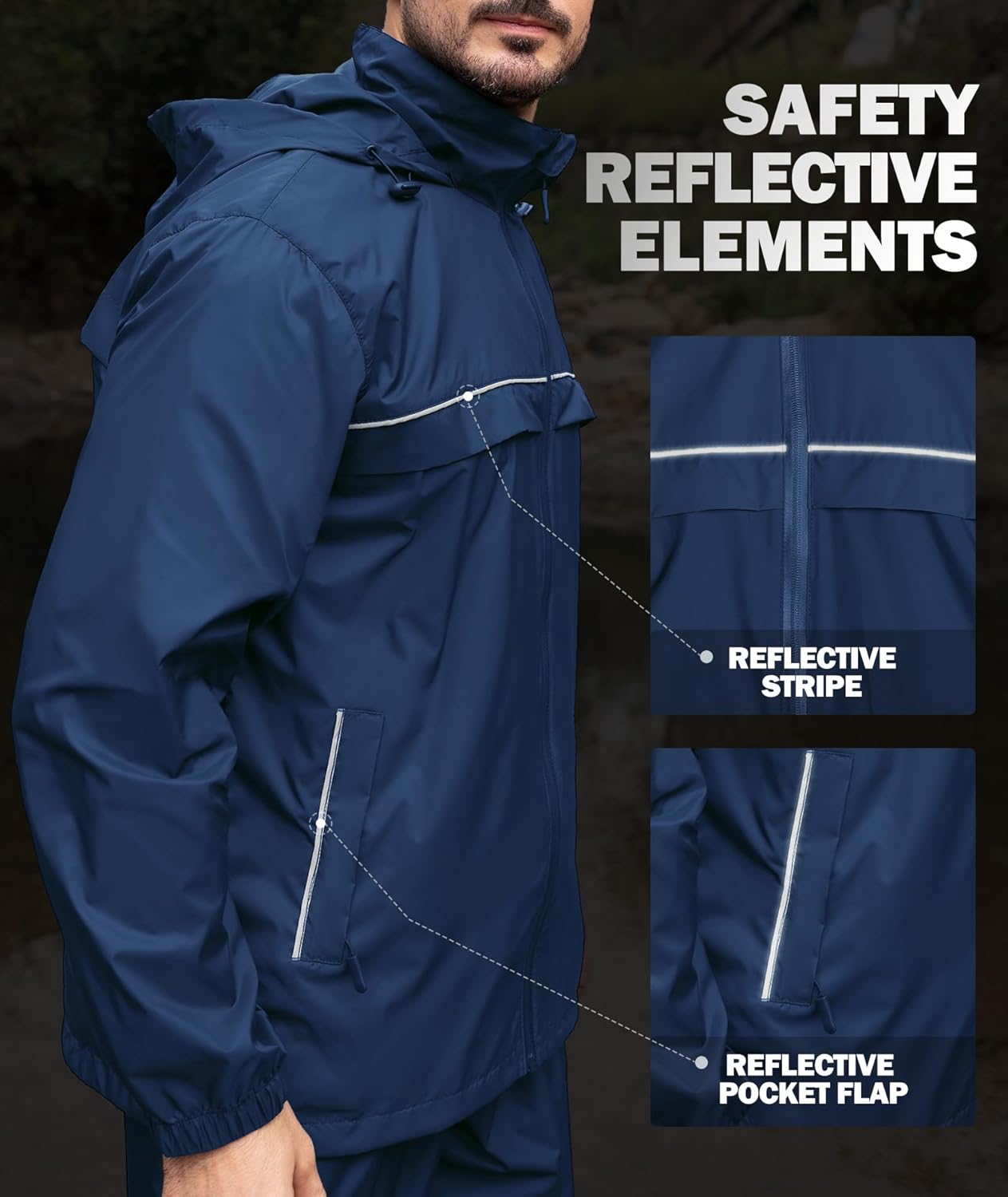 ZITY Men's Rain Jacket Waterproof with Hood Lightweight Windbreaker Jacket for Men Breathable Mesh Raincoat for Hiking Golf - Image 2