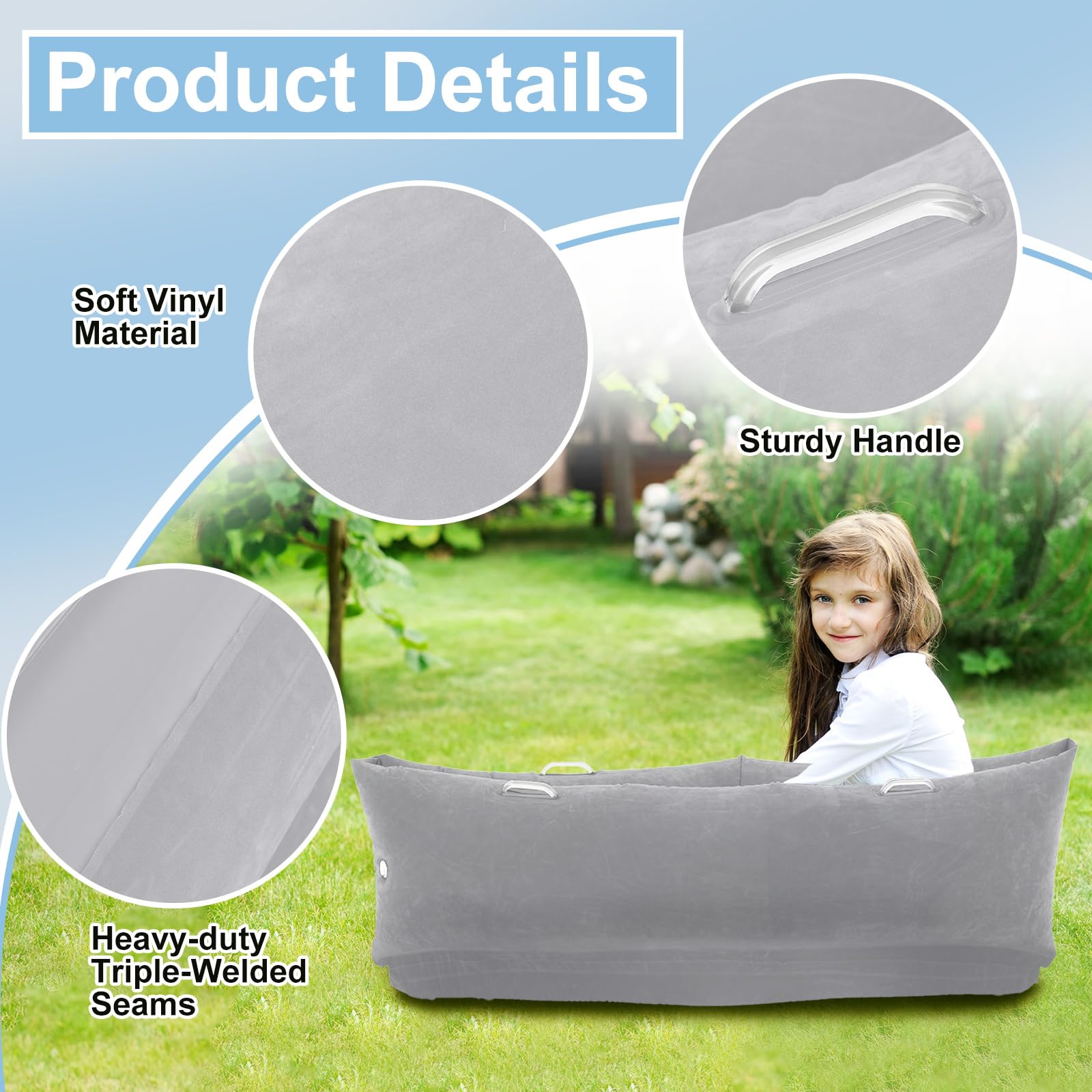 Namalu Extra großer 203,2 cm / 152,4 cm bequemer Peapod sensorischer Stuhl für Kinder, Geschenk zum Lesen, Ecken, aufblasbares Klassenzimmermöbel, sensorisches Spielzeug für Kinder mit Autismus (grau