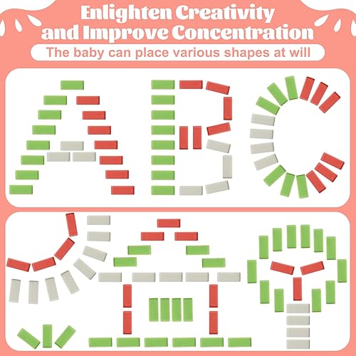 Miniatura 6 de Gooswexmzl Juego de juguetes de tren de dominó, juego de 200 bloques de dominó, divertido y colorido tren de rally de dominó, bloques de juguete de