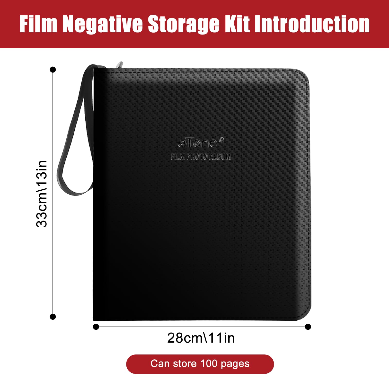 eTone Caja de almacenamiento de película negativa sin ácidos, protector de álbum de 3 anillos para fundas negativas de 135, 35 mm, 120 fundas negativas de 4 x 5 8 x 10 pulgadas