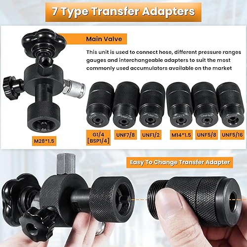 Miniatura 31 de Kit de prueba de presión hidráulica 60P con 5 calibradores, 24 acoplamientos, 3 mangueras de prueba para maquinaria de construcción de excavadoras