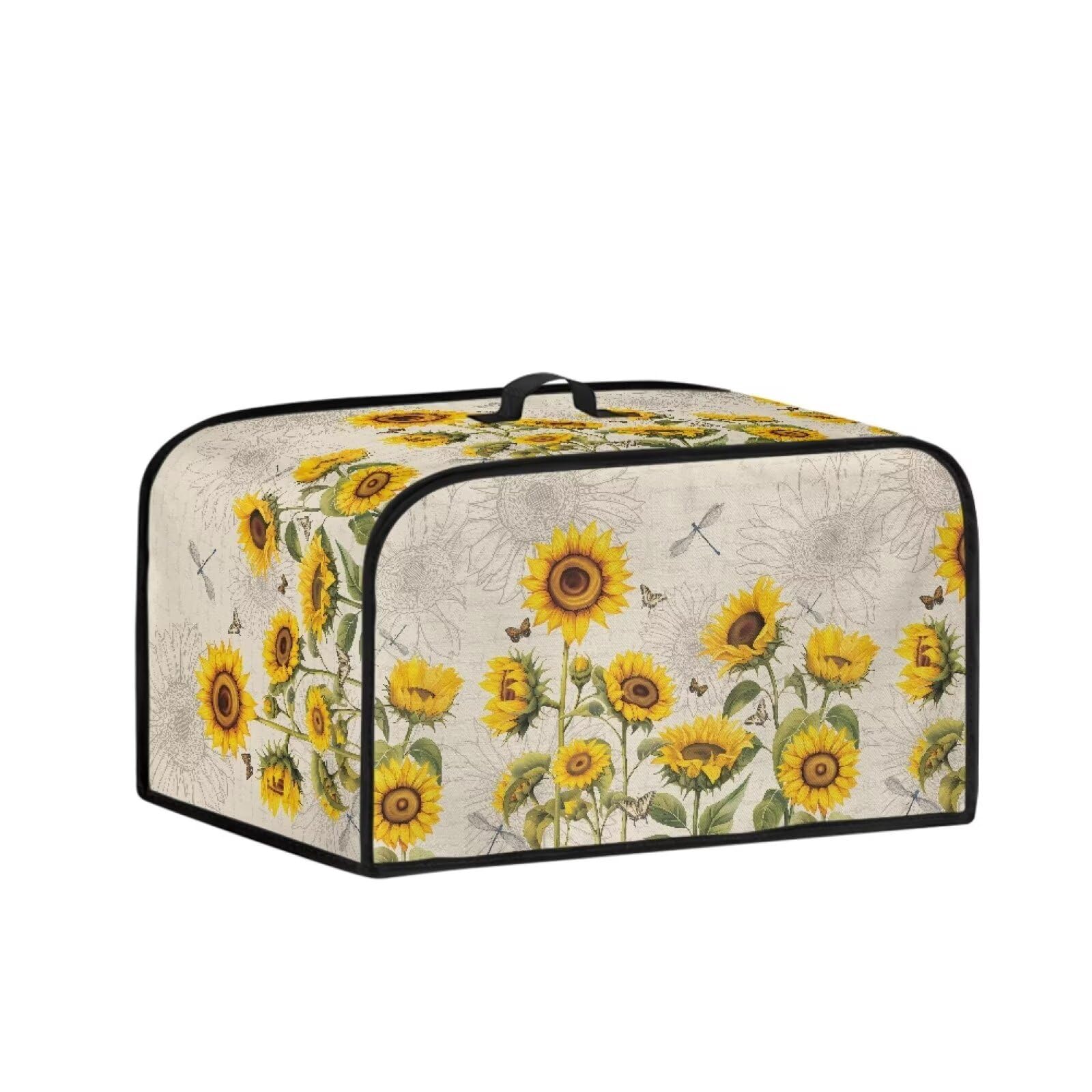 Yuresuaet Sunflower Dragonfly Appliances Cover Slow Cooker Cover Compatible with 6-8 Rice Cooker Cover Stain Resistant Pressure Cooker Air Fryer Washable