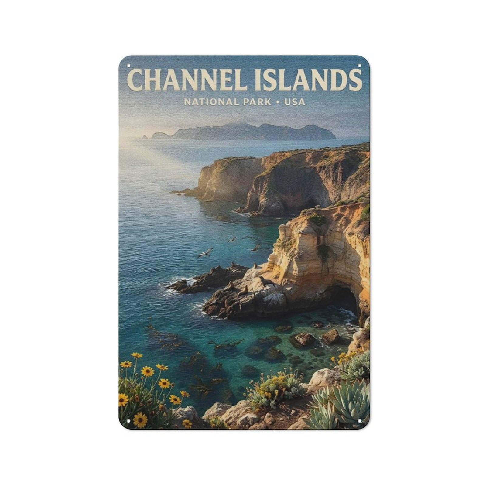 Junmoney Style-4 Channel Islands National Park Tin Sign 30X20cm For Workshop Wall, Vintage Wall Decor, For Metal Sign Collectors, For Garage And Workshop Walls
