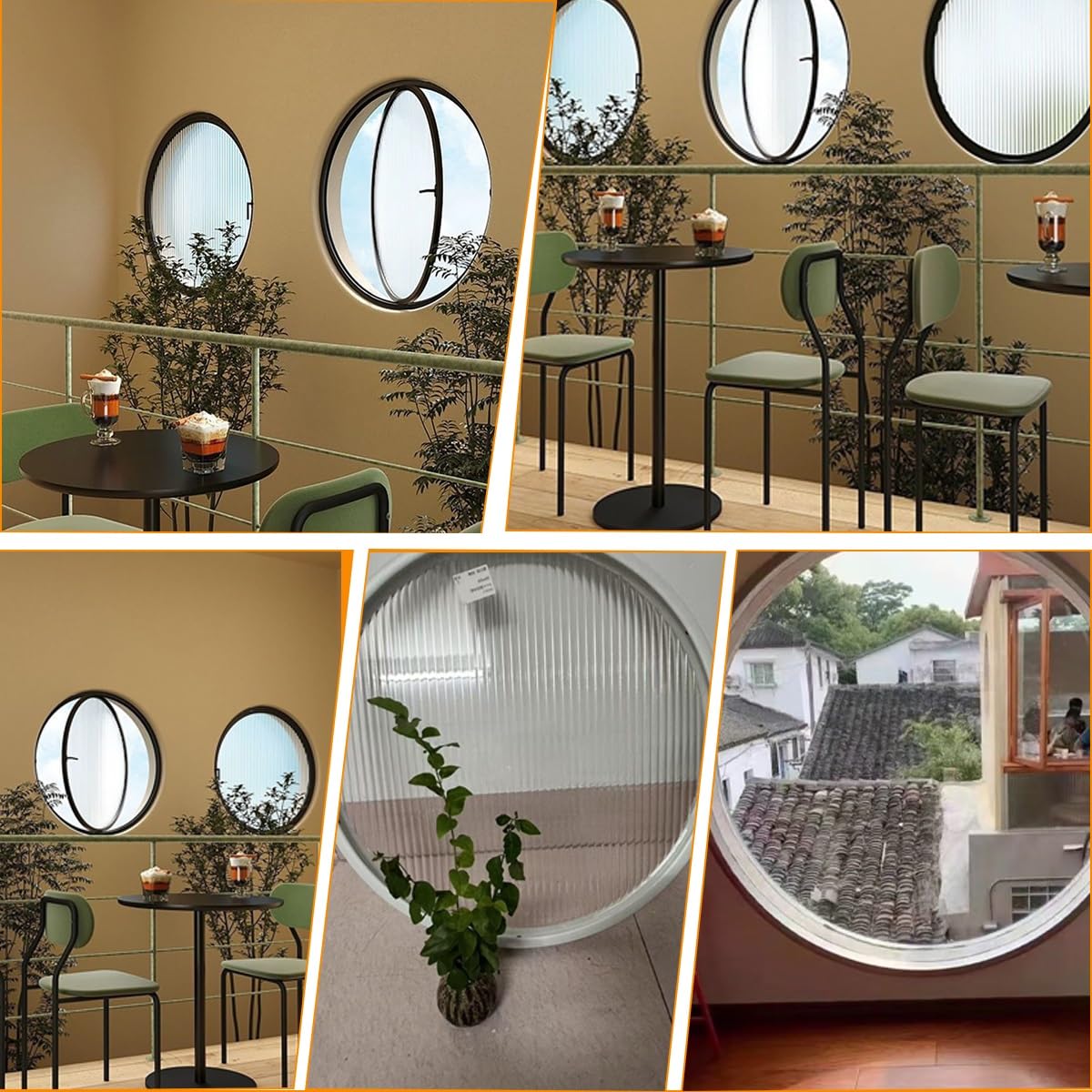 Finestra Rotonda Girevole in Lega di Alluminio, La Finestra Circolare può Ruotare di 360°, Finestra-A Oblò in Vetro Temperato con Maniglia per Bagno, Soggiorno(White+White,30cm/11.8in)