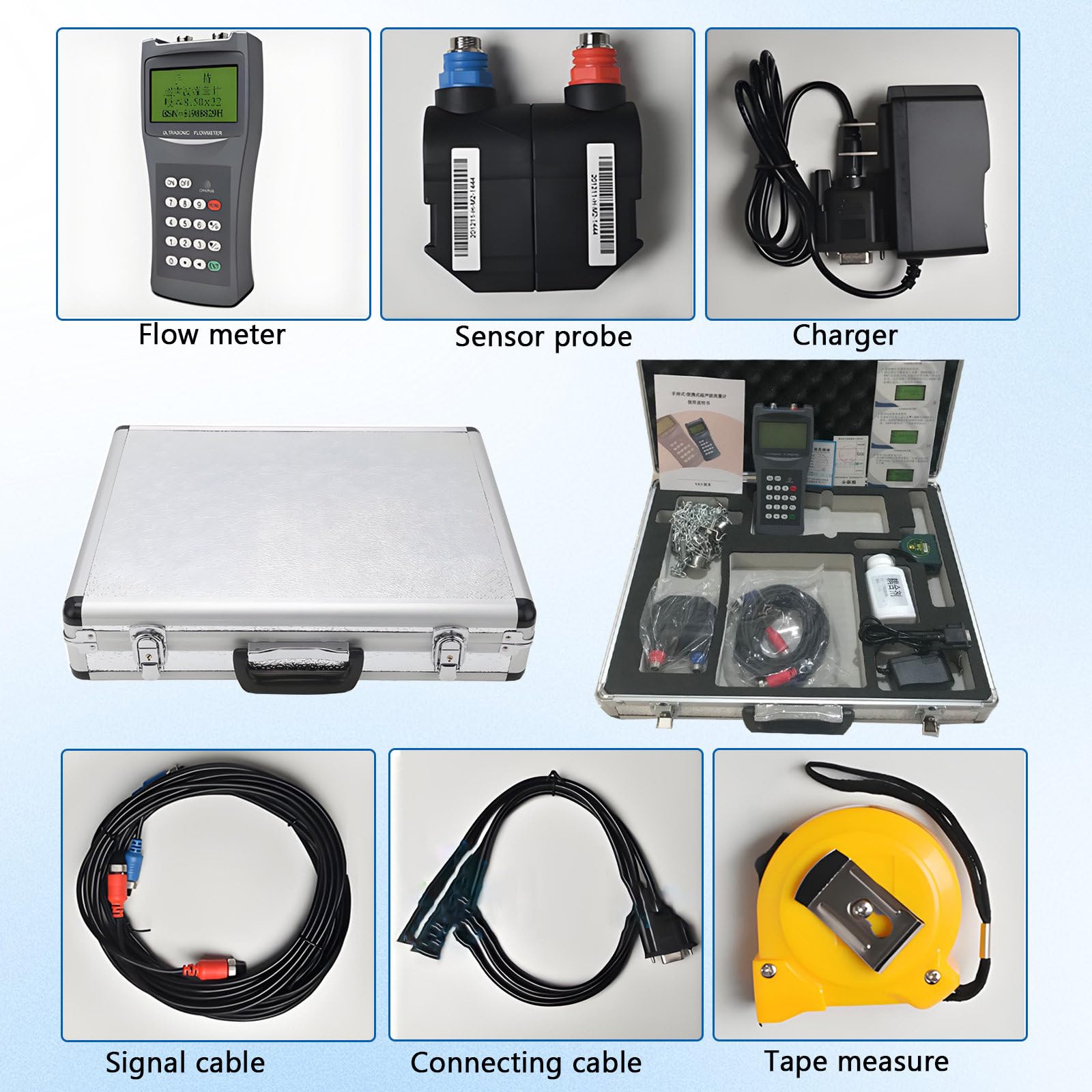 Caudalímetro ultrasónico portátil TDS-100H con Sensor de Abrazadera, caudalímetro de Agua de 100-240 V para Agua de mar y Alcohol Industrial, DN15-DN6000 mm. M2(DN50~DN700)