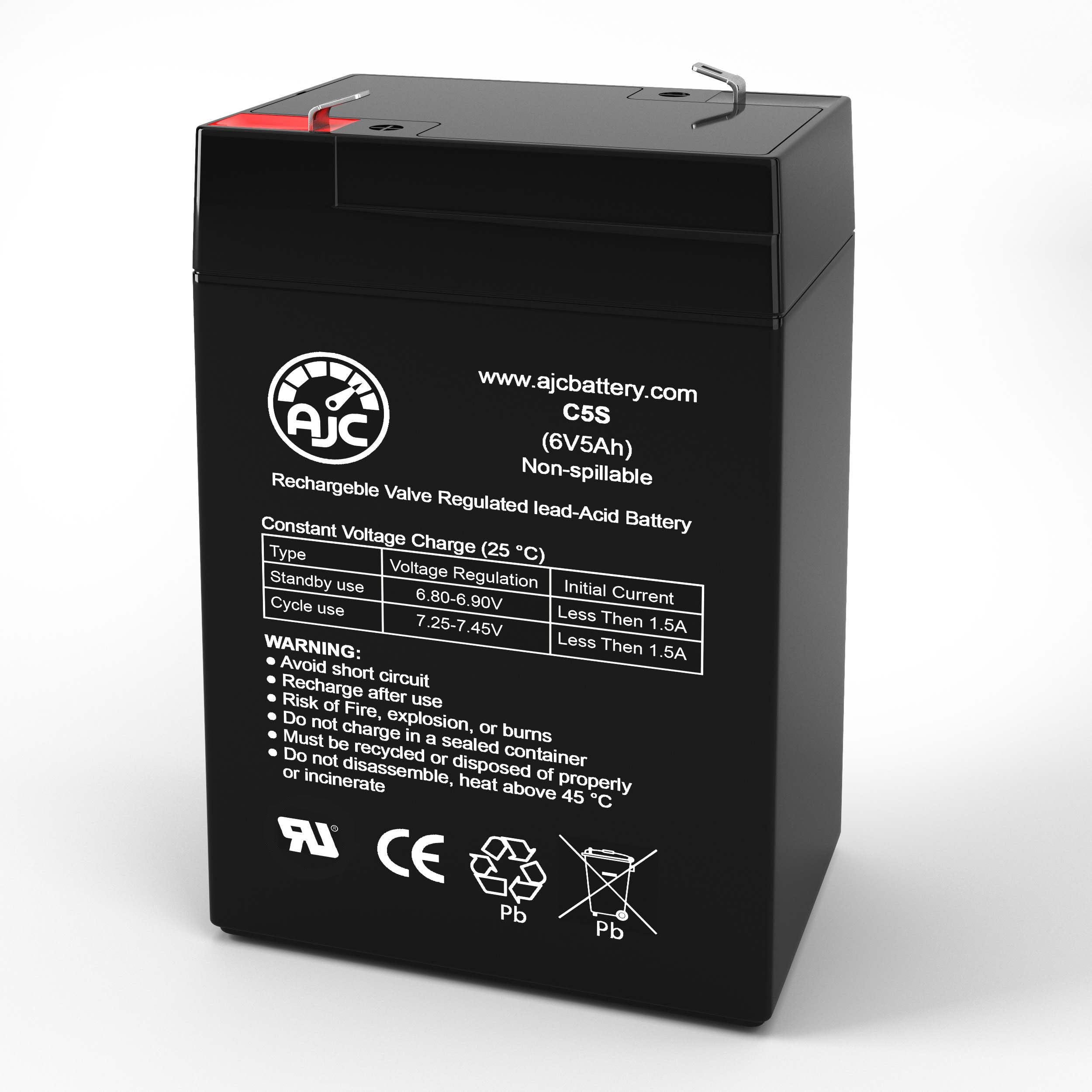 AJC Battery Compatible with Power Patrol SLA1265 6V 5Ah Sealed Lead Acid Battery