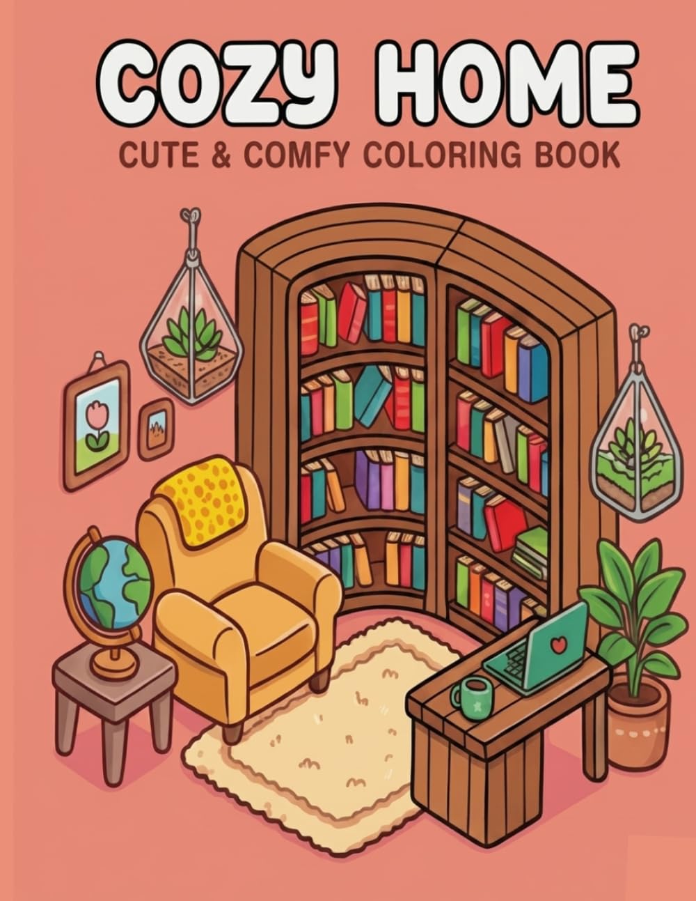 Cute Cozy Home: Cute ,comfy,bold and easy coloring book for adults ,teens and kids