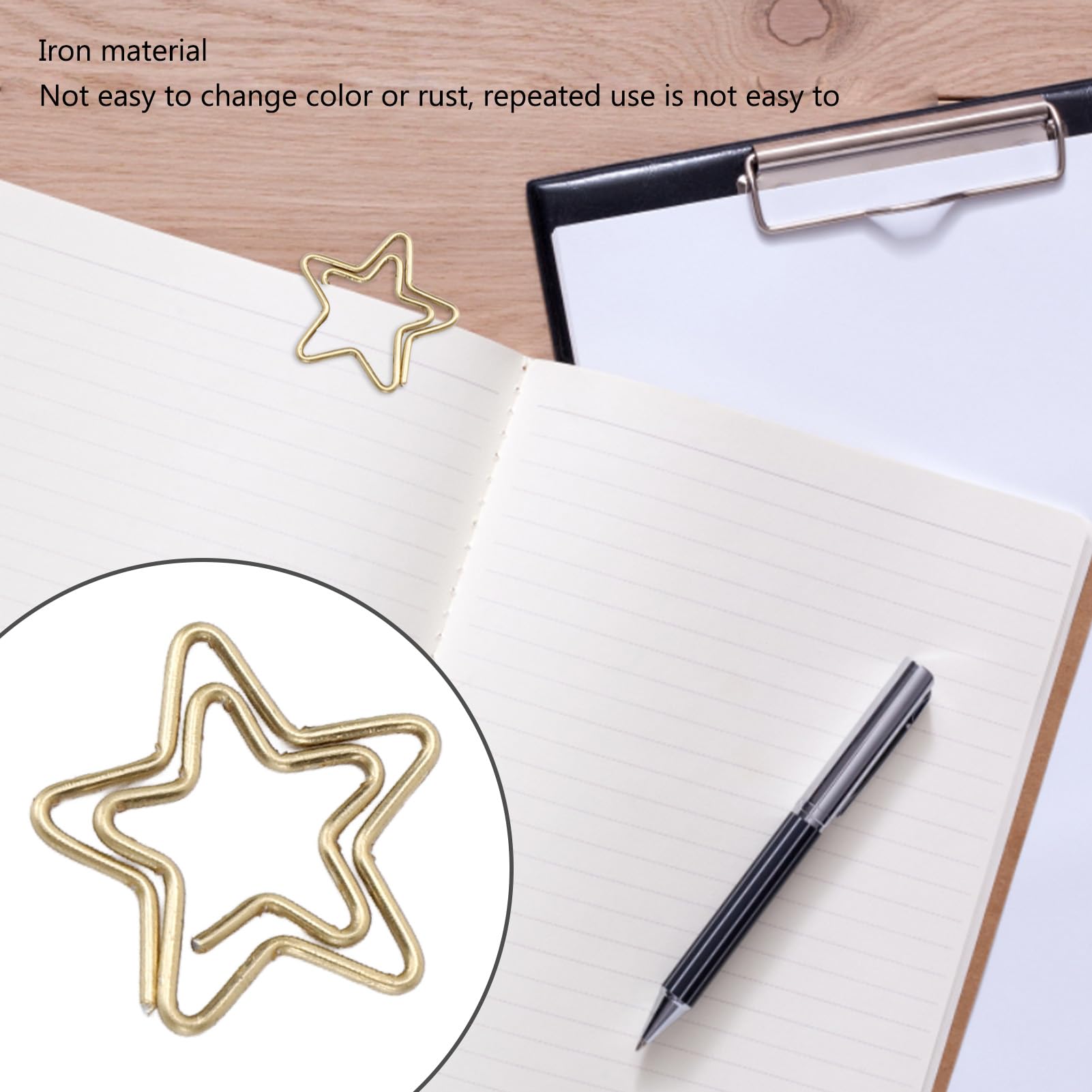 200 Pack Star Shaped Paper Clips, Gold Metal Non Slip Decorative Stars Clips with Transparent Storage Box, Anti Rust Durable Office Stationery Supplies for School Home Document Organisation - Image 3