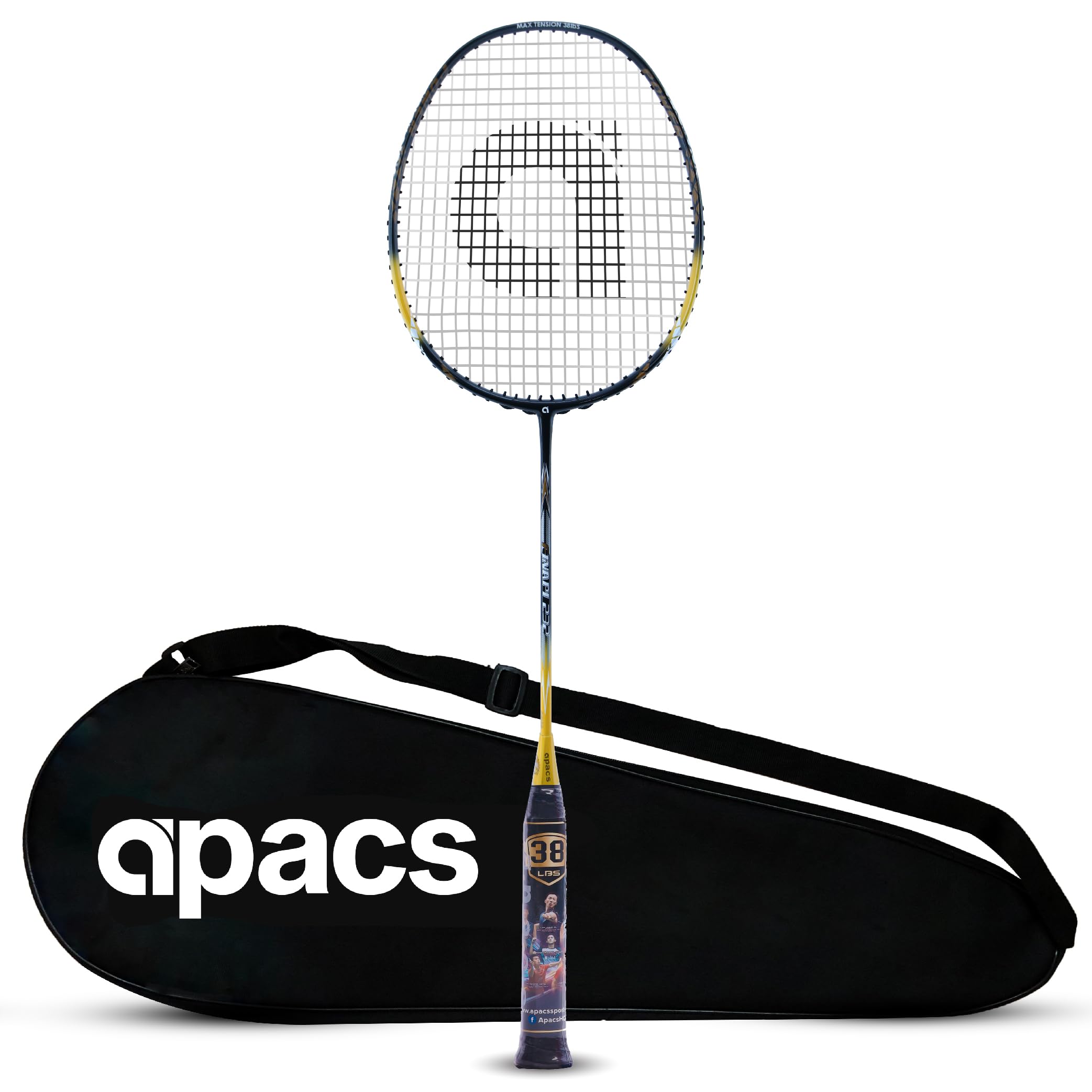 Apacs Finapi 232 (Strung, Max Tension Upto 38 LBS) Made in Vietnam | 100% Japanese Graphite | High Modulus | High Power Badminton Racket with Free Full Cover (Yellow) (B0CFTZBG18) Amazon Price History, Amazon Price Tracker