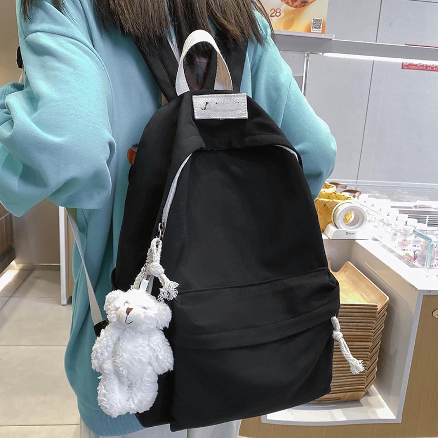 Lekki Tornister Plecak Dziecięcy Las Canvas Plecaki Studenckie Śliczne Torby Podróżne Dla Dziewczyn Moda Damska Plecaki Studenckie Laptopy Damskie Tornistry Szkolne, Green China, No bear doll