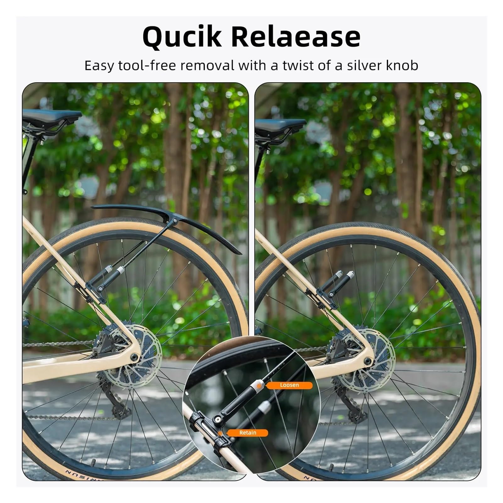 Fahrradkotflügel, Schnellspanner, Rennrad-Schutzblech for 700C-Reifen, Hinten Oder Vorne, Fahrrad-Schlammwasserschutz