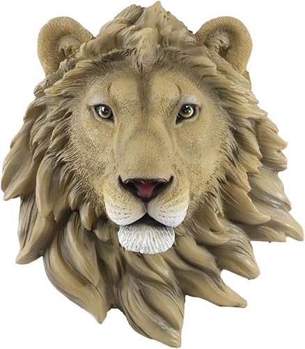 Ebros Simba - Placa decorativa de pared con cabeza de león de Simba de 9.25 pulgadas de alto, escultura artística de taxidermia Alpha Pride Lions