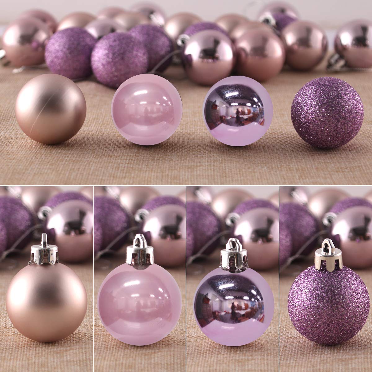 Lot de 24 grandes boules de Noël incassables à suspendre pour anniversaire, Halloween, vacances, mariage (violet lavande) - 8,1 cm