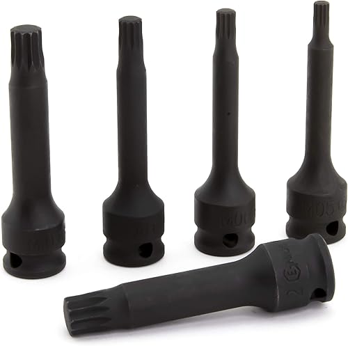 Miniatura 5 de Genius Tools Juego de llaves de vaso de impacto cuadrado triple Dr. de 5 piezas 38" TM-305