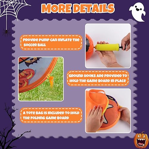 Miniatura 8 de Juego de lanzamiento de bolsas de frijoles de Halloween 3 en 1, juego de pelota de fútbol portátil, juego de dardos, juego de lanzamiento de bolsas