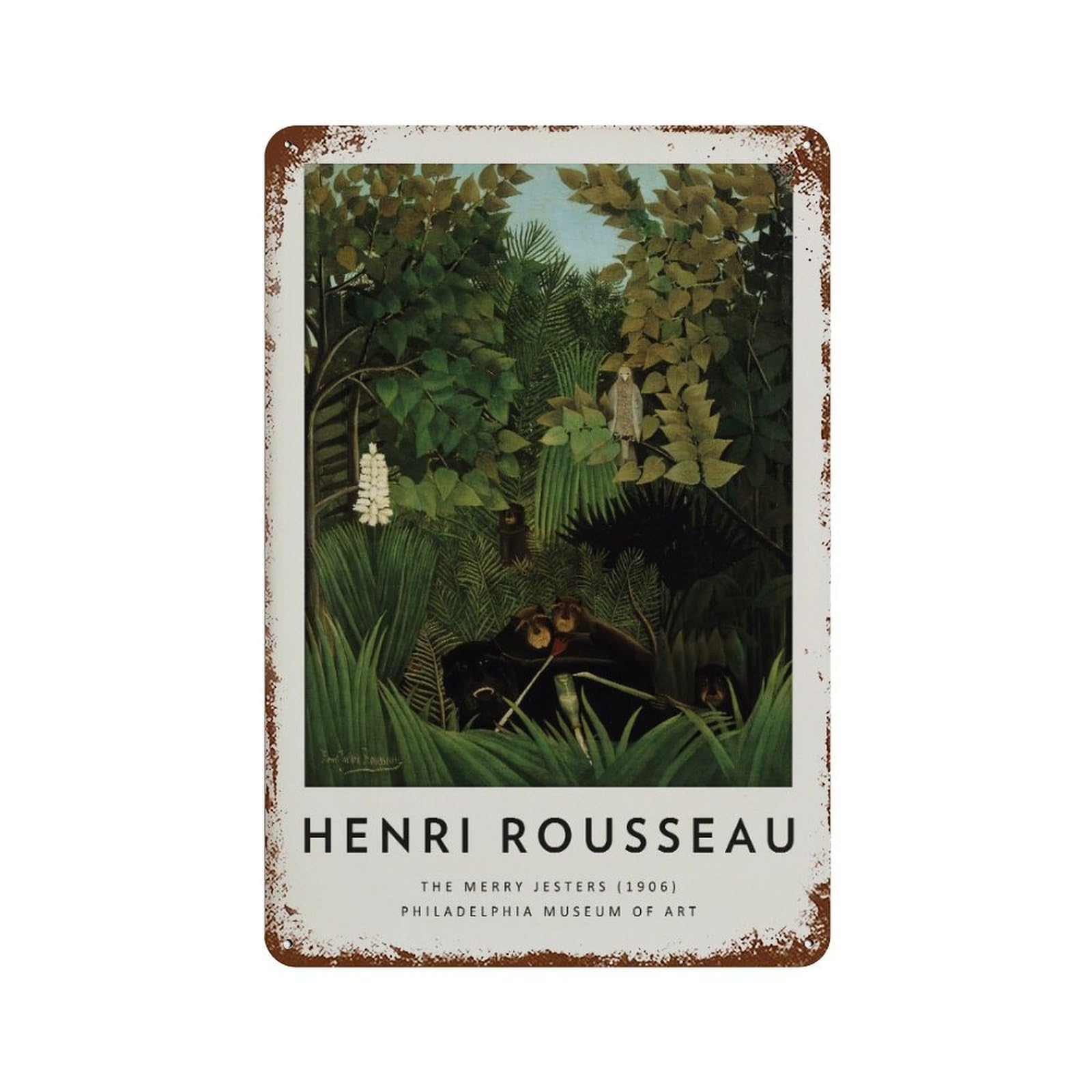 xiaoxiaoshen Henri Rousseau 'the Merry Jesters' Vintage Wall Decor Art Metal Tin Poster Modern Home Decor Art Home Bar Shop Decorations Vintage Sign 30x20cm