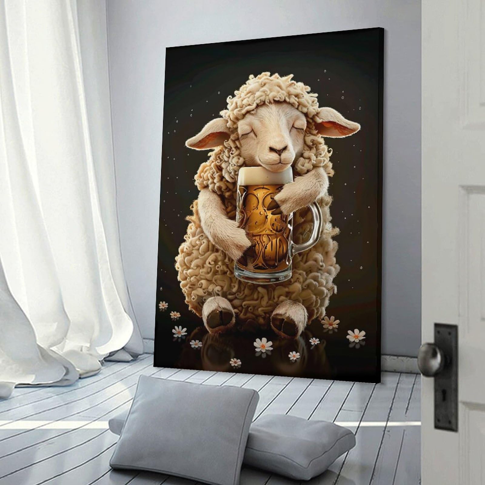 Junmoney Home Decor Wall Art Sheep Beer(2), 24x36inch(60x90cm), for Workspace Walls, Study Corners Or Bedrooms, A Smart Decor Choice for Study Walls