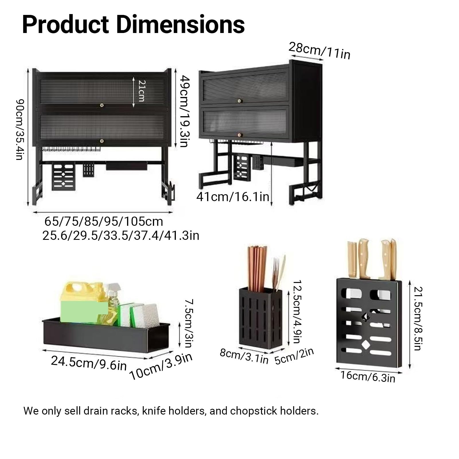 Escurridor de platos para fregadero con tapa, organizador de cocina multifuncional para platos, vasos, cuencos, escurridor de encimera